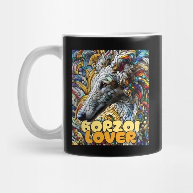 Borzoi lover, stained glass. I love borzois. by MrPila